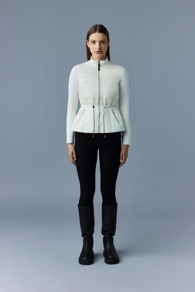Light Down Jackets Women Mackage JOYCE Hybrid Jacket With Peplum Cream Light Down Jackets Women Mackage JOYCE Hybrid Jacket With Peplum Cream