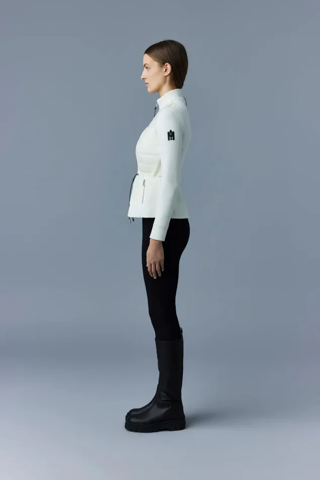 Light Down Jackets Women Mackage JOYCE Hybrid Jacket With Peplum Cream Light Down Jackets Women Mackage JOYCE Hybrid Jacket With Peplum Cream