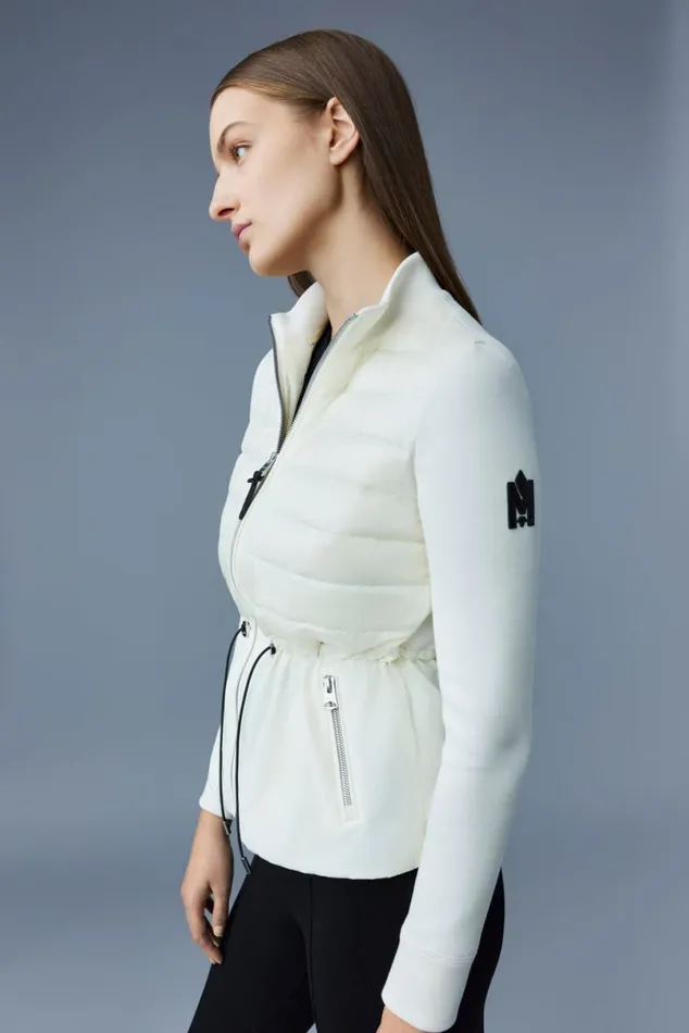 Light Down Jackets Women Mackage JOYCE Hybrid Jacket With Peplum Cream Light Down Jackets Women Mackage JOYCE Hybrid Jacket With Peplum Cream