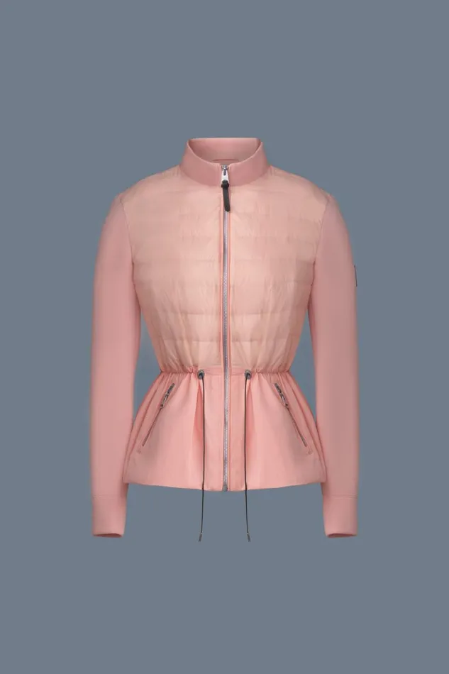 Light Down Jackets Women Mackage JOYCE Hybrid Jacket With Peplum Cream Light Down Jackets Women Mackage JOYCE Hybrid Jacket With Peplum Cream