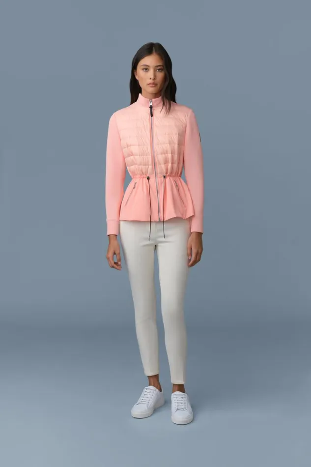 Light Down Jackets Women Mackage JOYCE Hybrid Jacket With Peplum Cream Light Down Jackets Women Mackage JOYCE Hybrid Jacket With Peplum Cream