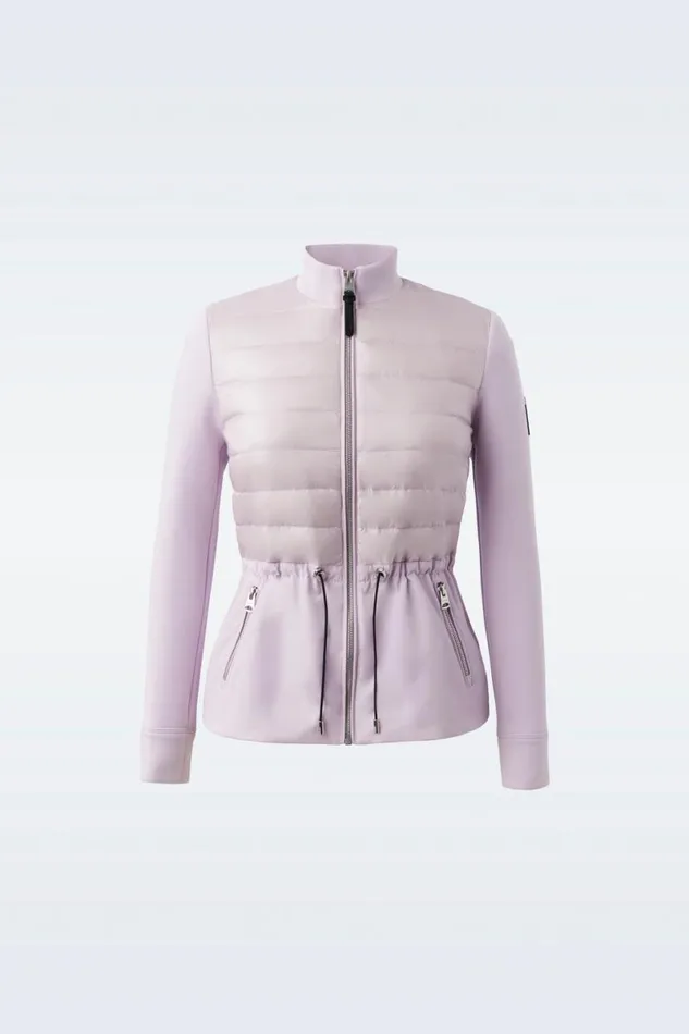 Light Down Jackets Women Mackage JOYCE Hybrid Jacket With Peplum Cream Light Down Jackets Women Mackage JOYCE Hybrid Jacket With Peplum Cream