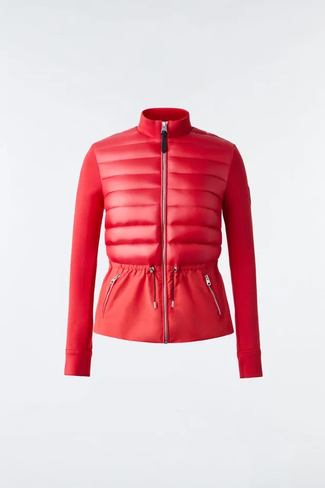 Light Down Jackets Women Mackage JOYCE Hybrid Jacket With Peplum Cream Light Down Jackets Women Mackage JOYCE Hybrid Jacket With Peplum Cream