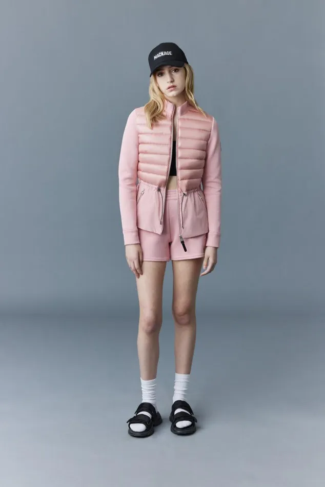 Light Down Jackets Women Mackage JOYCE Hybrid Jacket With Peplum Cream Light Down Jackets Women Mackage JOYCE Hybrid Jacket With Peplum Cream