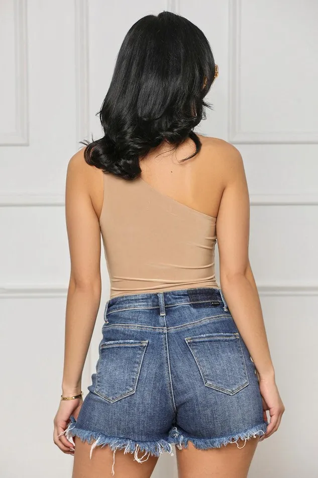 Lilly039s Kloset Bodysuits Women Keep It Smooth One Shoulder Bodysuit NudeFINAL SALE