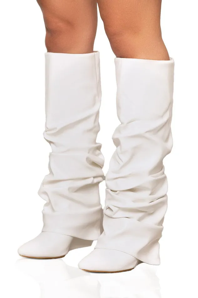 Lilly039s Kloset Boots Women Zumma Ruched Wedge Boot White FINAL SALE