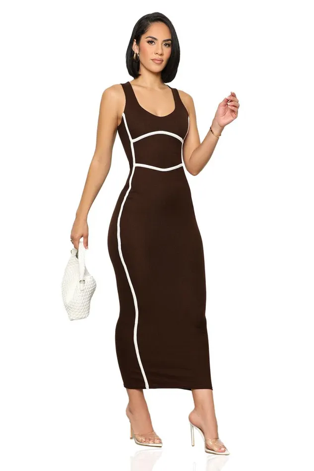 Lilly039s Kloset Dresses Women Draw The Line Ribbed Dress Brown