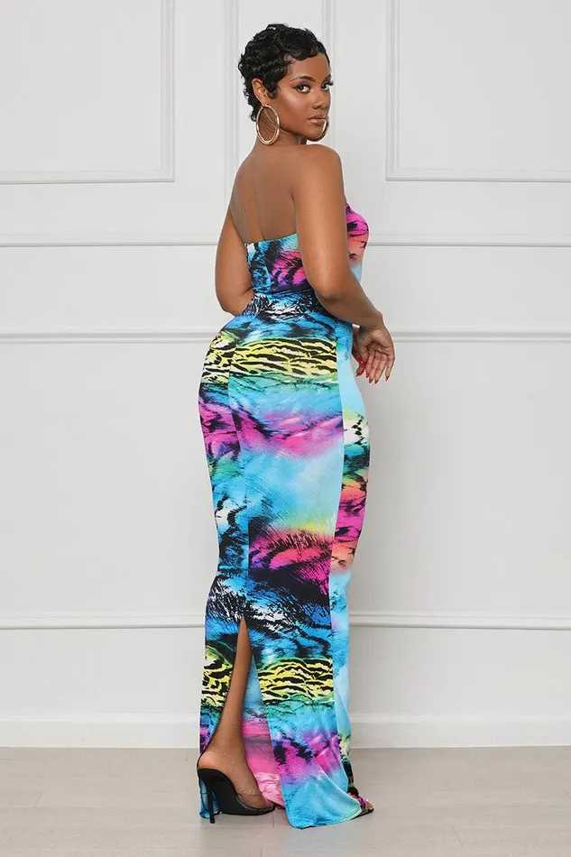 Lilly039s Kloset Dresses Women Evening Glow Tube Dress Blue MultiFINAL SALE
