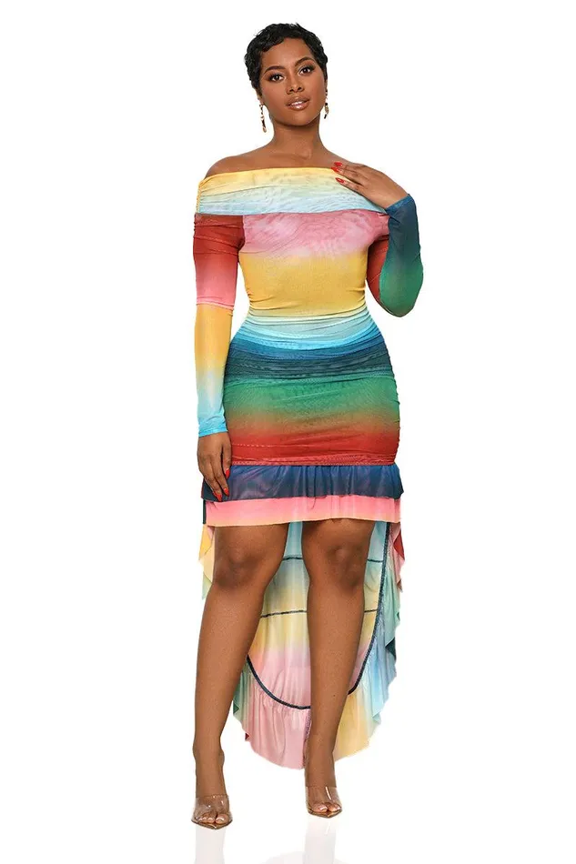 Lilly039s Kloset Dresses Women Ombre Off The Shoulder Dress Yellow Multi FINAL SALE
