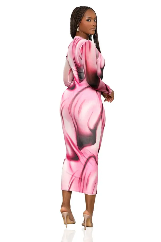 Lilly039s Kloset Dresses Women Pink Marble Mesh Dress FINAL SALE