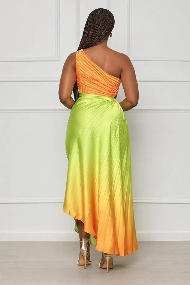 Lilly039s Kloset Dresses Women Tangerine Burst One Shoulder Dress Orange Multi FINAL SALE