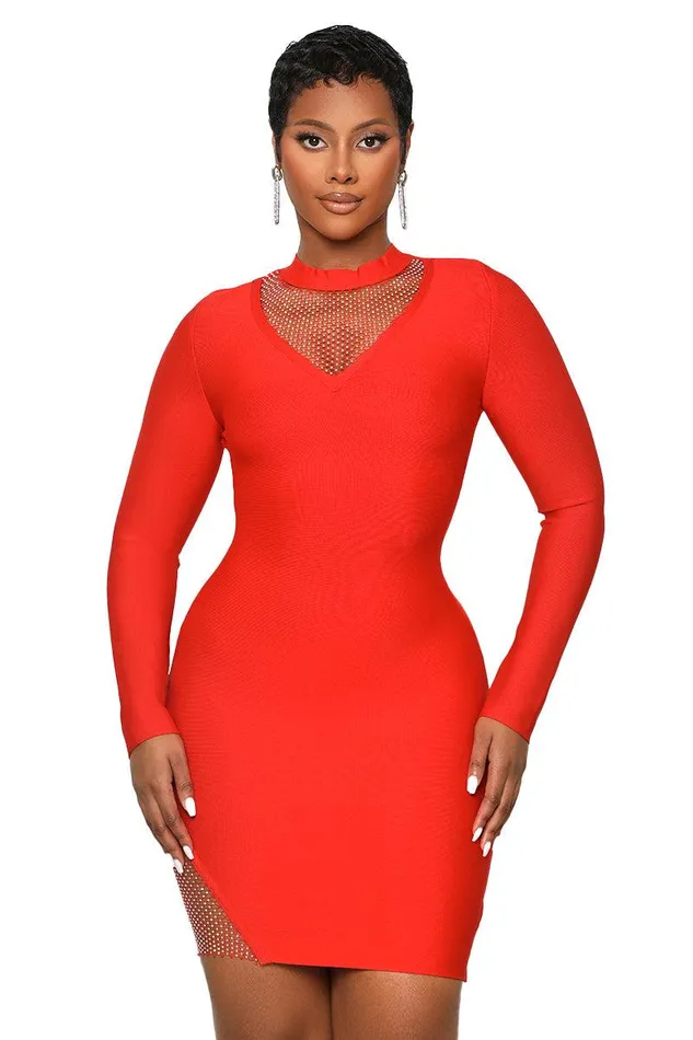Lilly039s Kloset Dresses Women True Desire Embellished Bandage Dress Red FINAL SALE