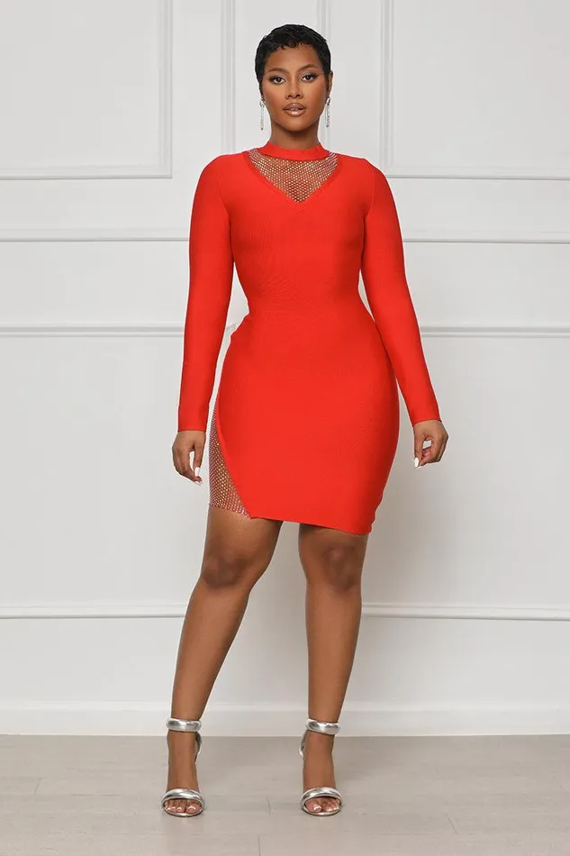 Lilly039s Kloset Dresses Women True Desire Embellished Bandage Dress Red FINAL SALE
