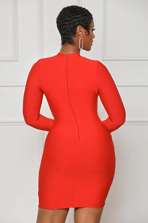 Lilly039s Kloset Dresses Women True Desire Embellished Bandage Dress Red FINAL SALE