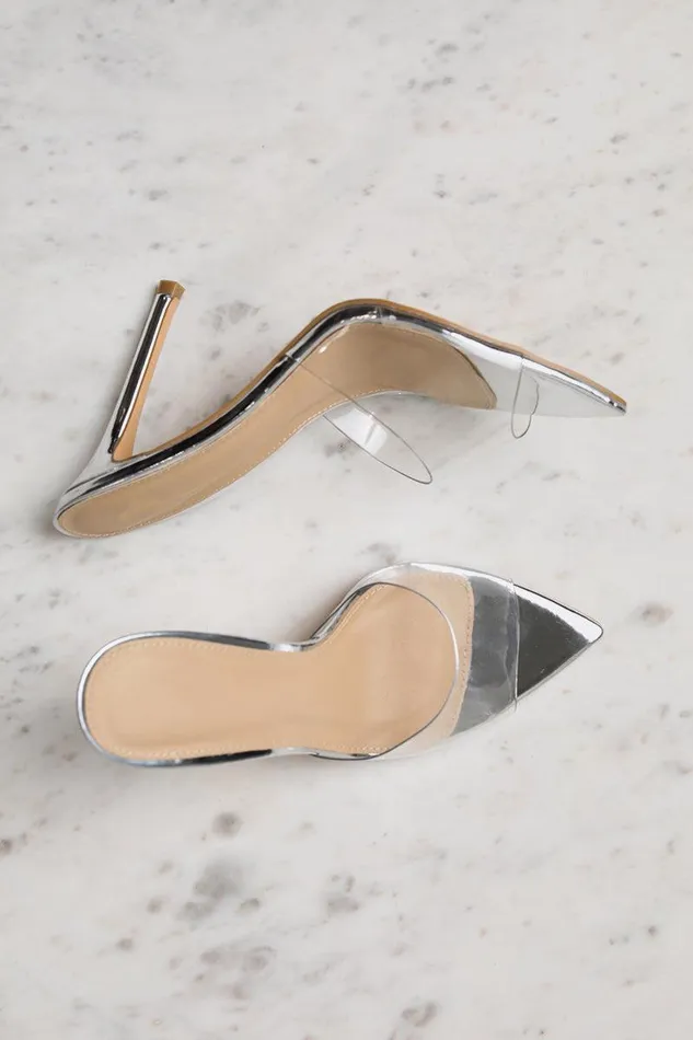 Lilly039s Kloset Heels Women Echo Transparent Mule Silver