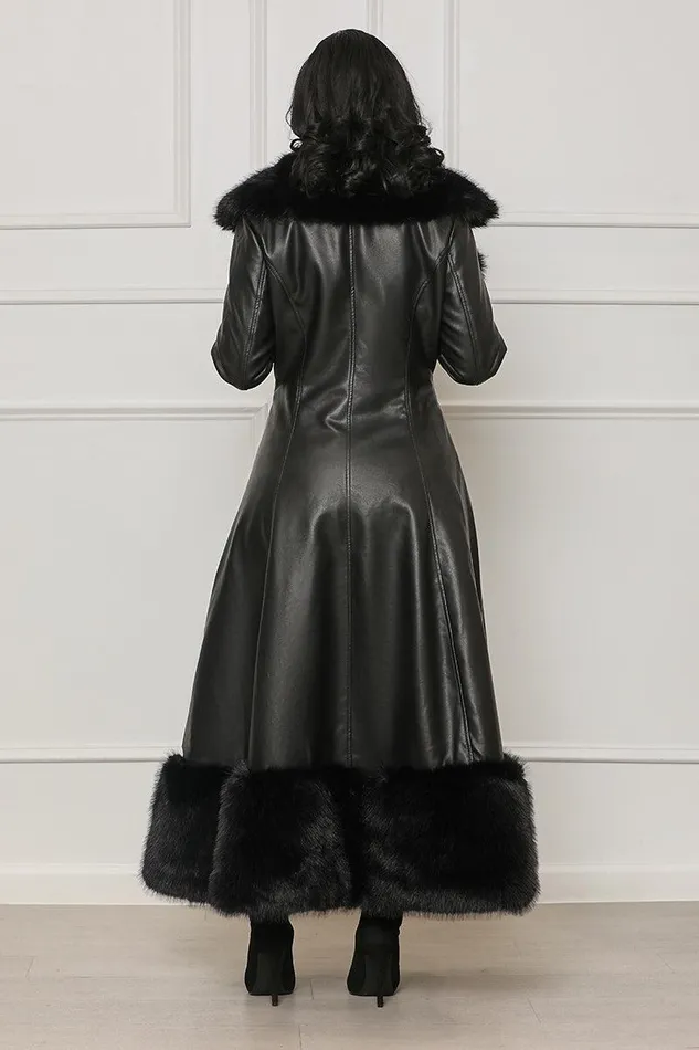 Lilly039s Kloset Jackets and Coats Women Oh So Extra Faux Fur and Leather Coat Black FINAL SALE