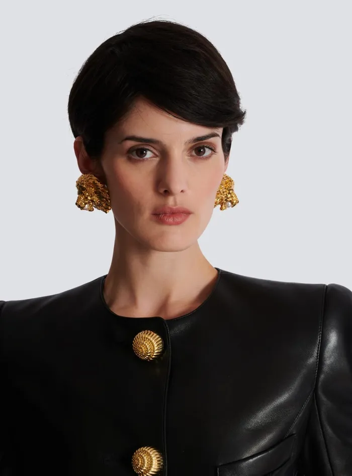 Lion Metal And Pearl Earrings Gold Women Balmain Fashion Jewelry