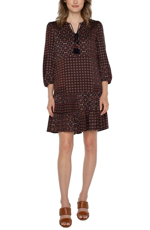 Liverpool Los Angeles BOHO SHIFT DRESS Patchwork Geo Ditsy Women DRESSES