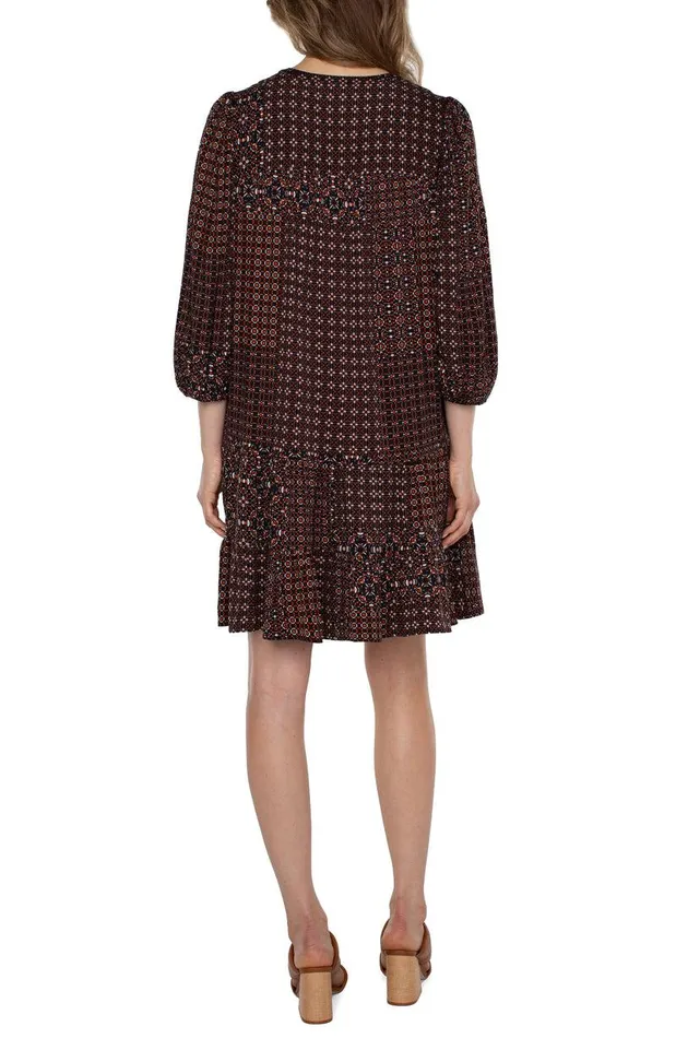 Liverpool Los Angeles BOHO SHIFT DRESS Patchwork Geo Ditsy Women DRESSES