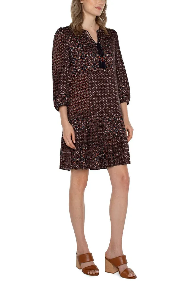 Liverpool Los Angeles BOHO SHIFT DRESS Patchwork Geo Ditsy Women DRESSES