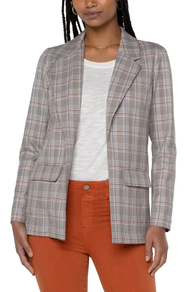 Liverpool Los Angeles BOYFRIEND BLAZER WITH PRINCESS DART PATTERN KNIT Navy Cream Glen Plaid Women BLAZERS Liverpool Los Angeles BOYFRIEND BLAZER WITH PRINCESS DART PATTERN KNIT Navy Cream Glen Plaid Women BLAZERS