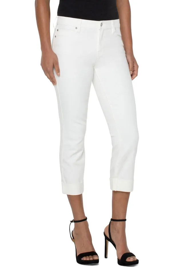 Liverpool Los Angeles CHARLIE CROP WIDE ROLLED CUFF Bone White Women CROPS