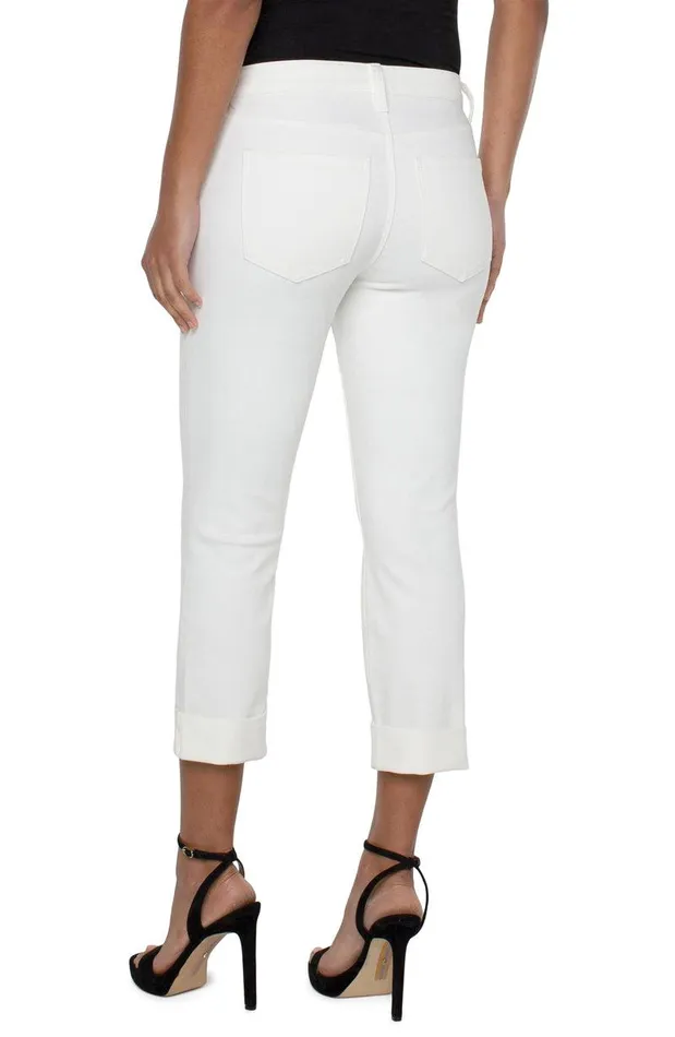 Liverpool Los Angeles CHARLIE CROP WIDE ROLLED CUFF Bone White Women CROPS