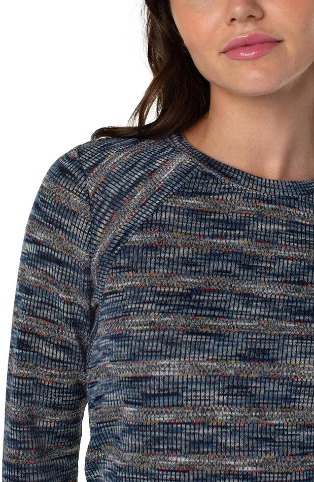 Liverpool Los Angeles CREW NECK LONG SLEEVE KNIT TOP Multi Spacedye Stripe Women KNIT TOPS