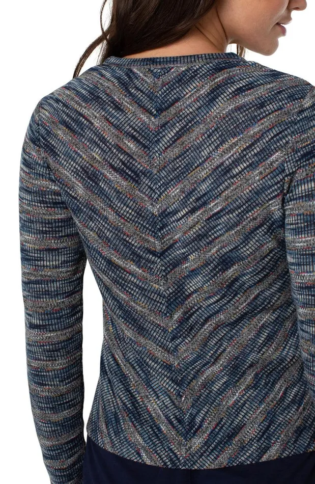 Liverpool Los Angeles CREW NECK LONG SLEEVE KNIT TOP Multi Spacedye Stripe Women KNIT TOPS