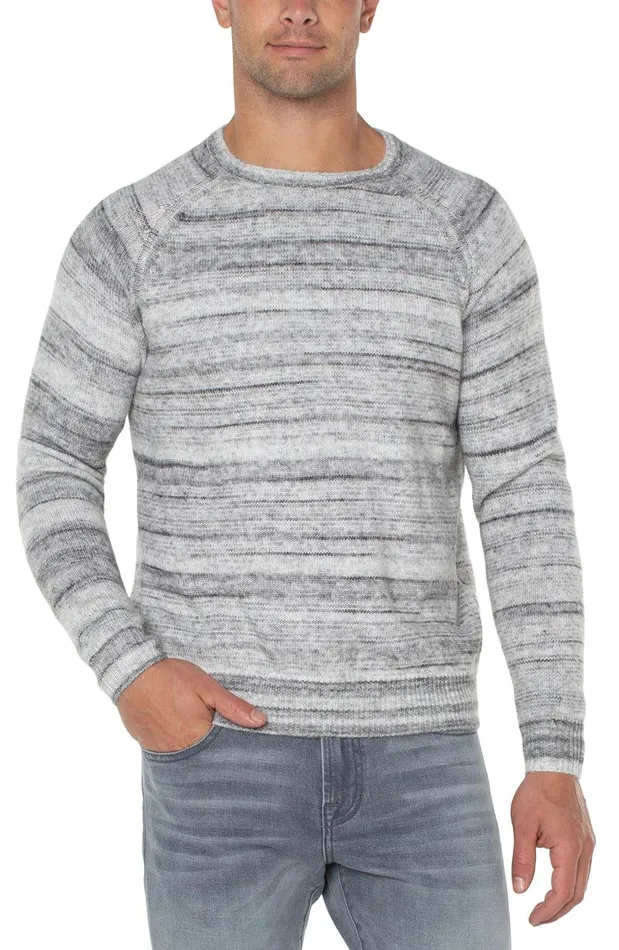Liverpool Los Angeles CREW NECK RAGLAN SWEATER Grey Marble Stripe Men SWEATERS