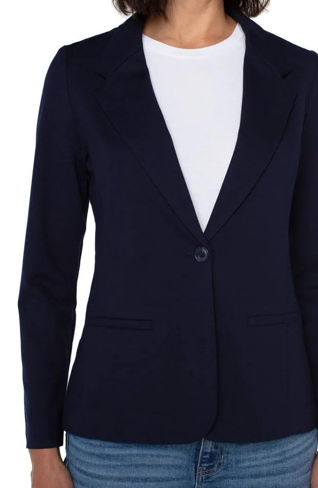 Liverpool Los Angeles FITTED BLAZER SUPER STRETCH PONTE Cadet Blue Women BLAZERS