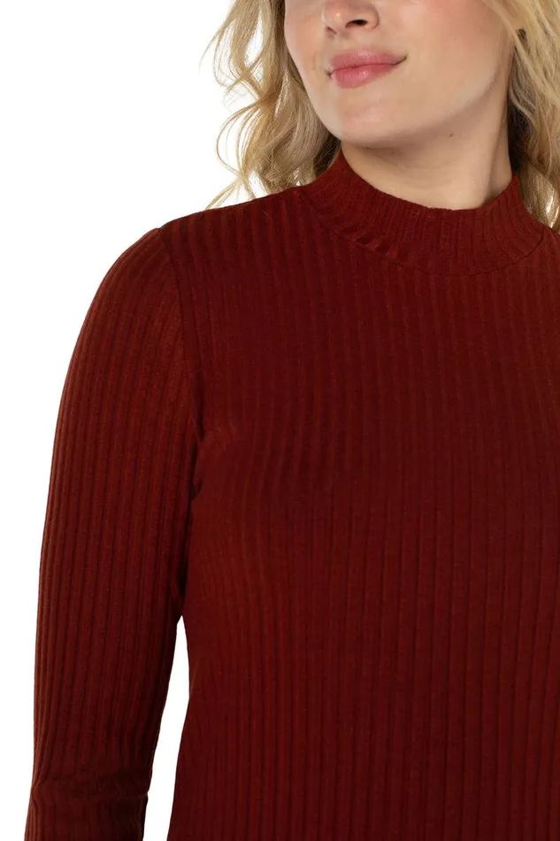 Liverpool Los Angeles MOCK NECK LONG SLEEVE KNIT TOP Deep Cinnamon Women KNIT TOPS
