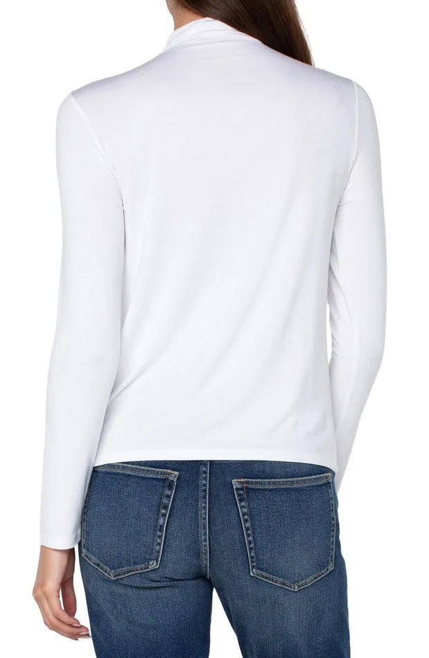 Liverpool Los Angeles MOCK NECK LONG SLEEVE KNIT TOP White Women KNIT TOPS