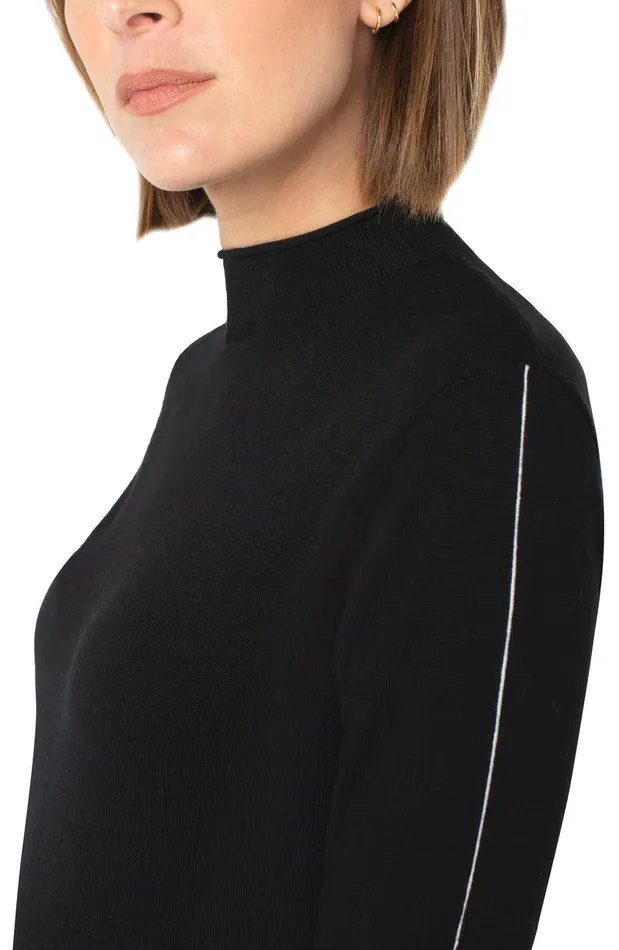 Liverpool Los Angeles MOCK NECK ROLLED HEM LONG SLEEVE SWEATER Black Women SWEATERS
