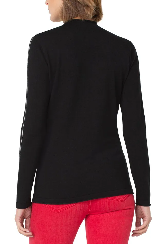 Liverpool Los Angeles MOCK NECK ROLLED HEM LONG SLEEVE SWEATER Black Women SWEATERS