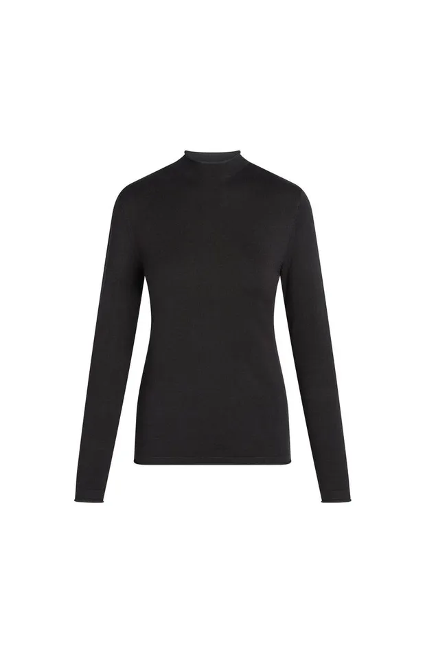 Liverpool Los Angeles MOCK NECK ROLLED HEM LONG SLEEVE SWEATER Black Women SWEATERS