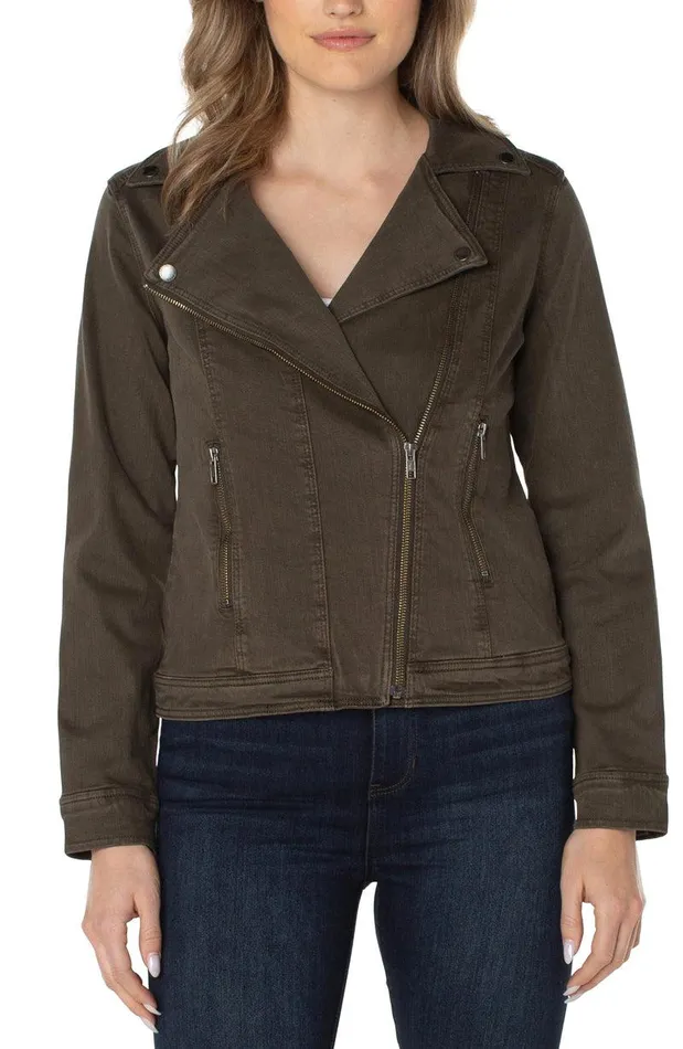 Liverpool Los Angeles MOTO BLAZER Olive Women JEAN JACKETS