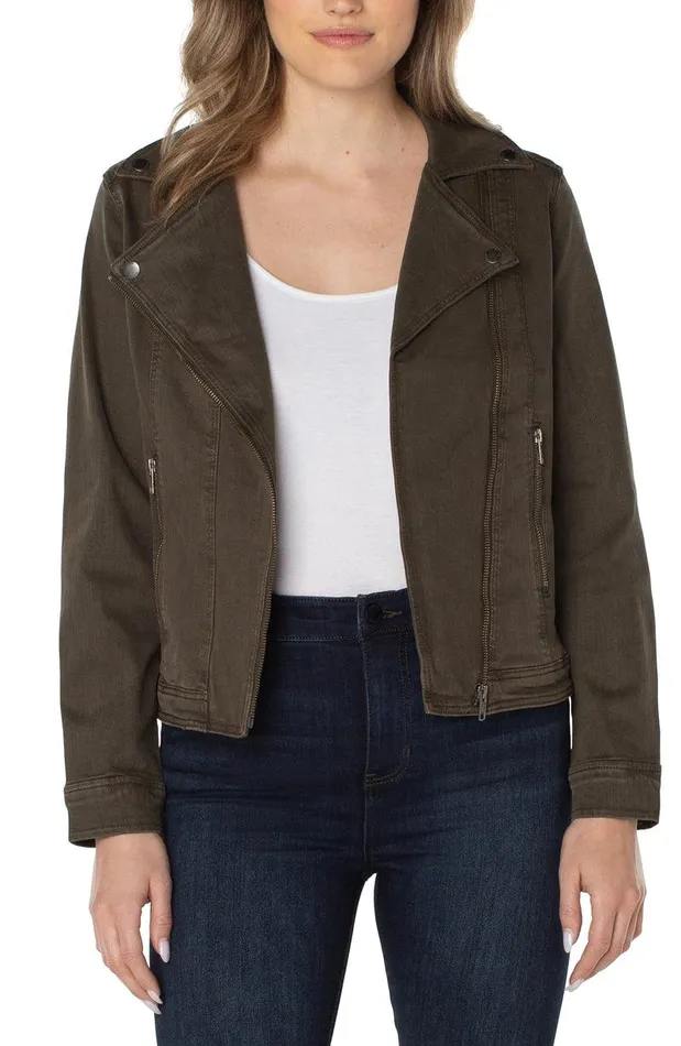 Liverpool Los Angeles MOTO BLAZER Olive Women JEAN JACKETS
