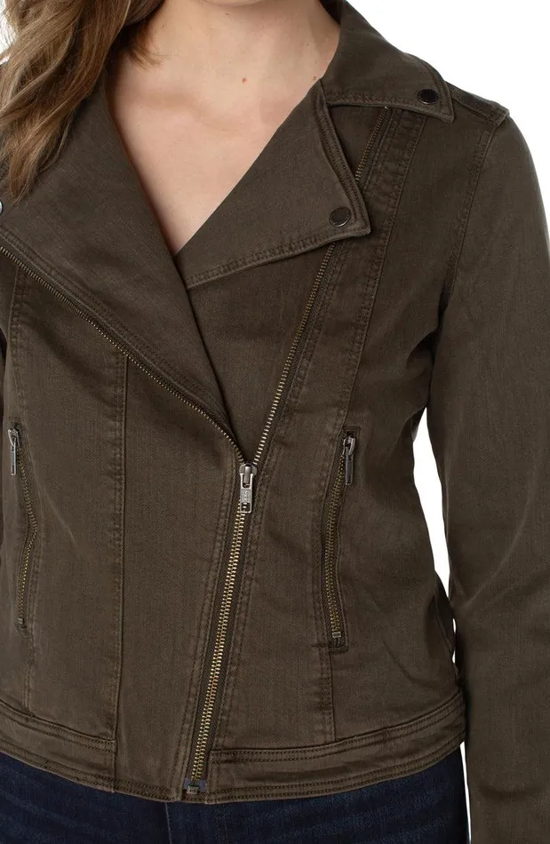 Liverpool Los Angeles MOTO BLAZER Olive Women JEAN JACKETS