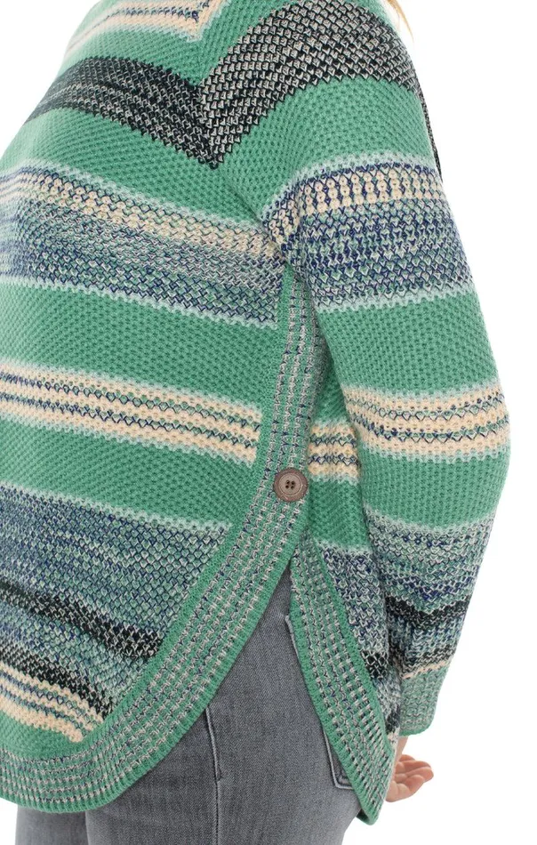 Liverpool Los Angeles RAGLAN SWEATER WITH ROUNDED HEM Emerald Multi Stripe Women SWEATERS