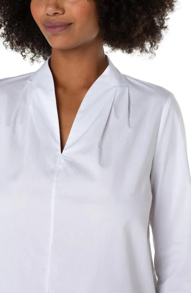Liverpool Los Angeles VNECK LONG SLEEVE WOVEN TOP White Women WOVEN TOPS