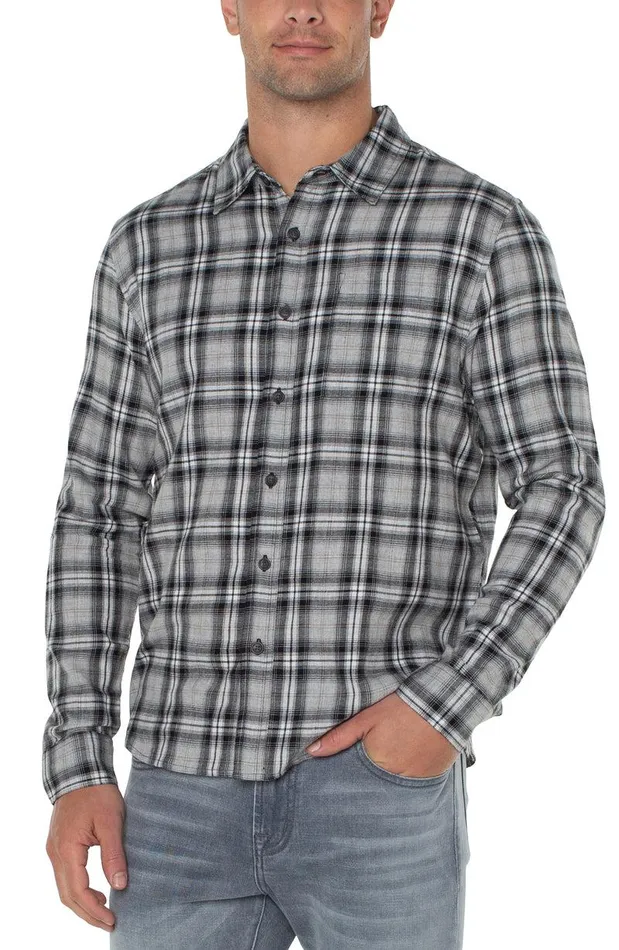 Liverpool Los Angeles WOVEN BUTTON UP SHIRT Cedar Brown Black Multi Men BUTTON DOWNS