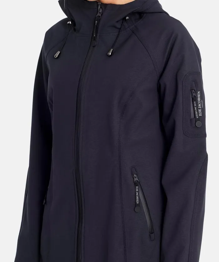 Long Soft Shell Raincoat 8211 Dark Indigo Rainwear Ilse Jacobsen Raincoats