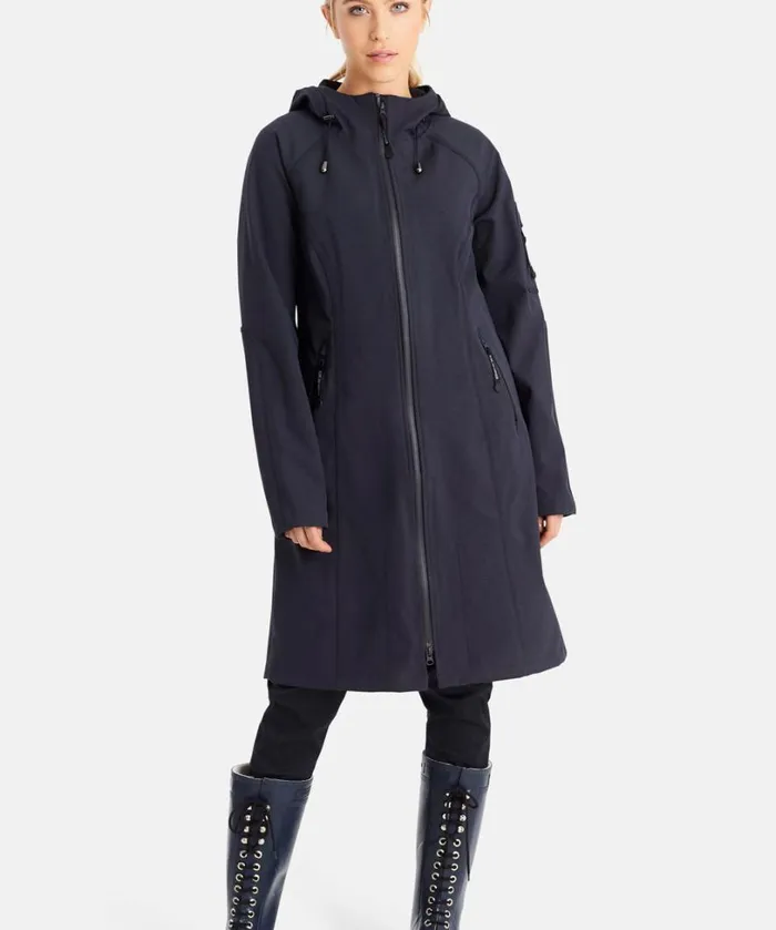 Long Soft Shell Raincoat 8211 Dark Indigo Rainwear Ilse Jacobsen Raincoats