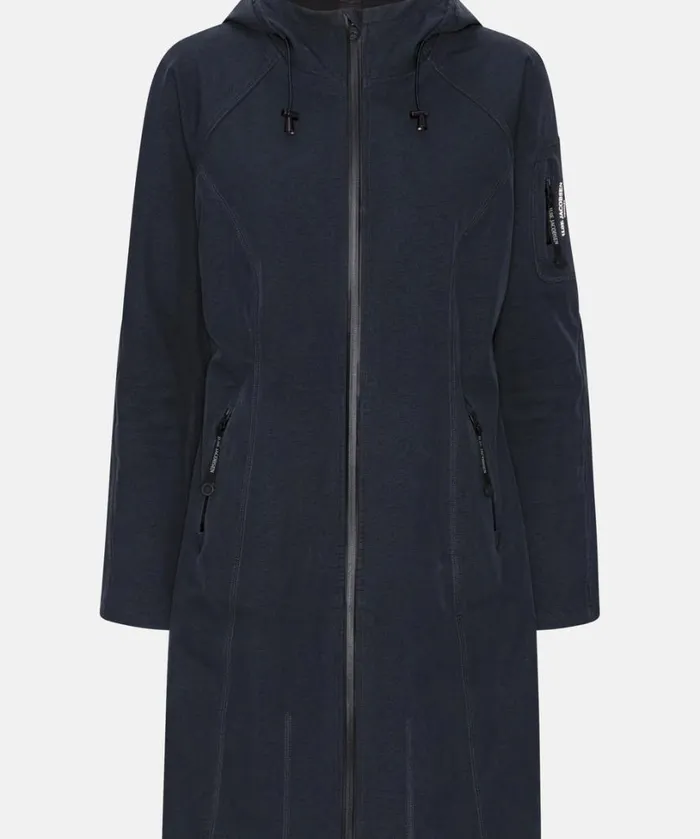 Long Soft Shell Raincoat 8211 Dark Indigo Rainwear Ilse Jacobsen Raincoats