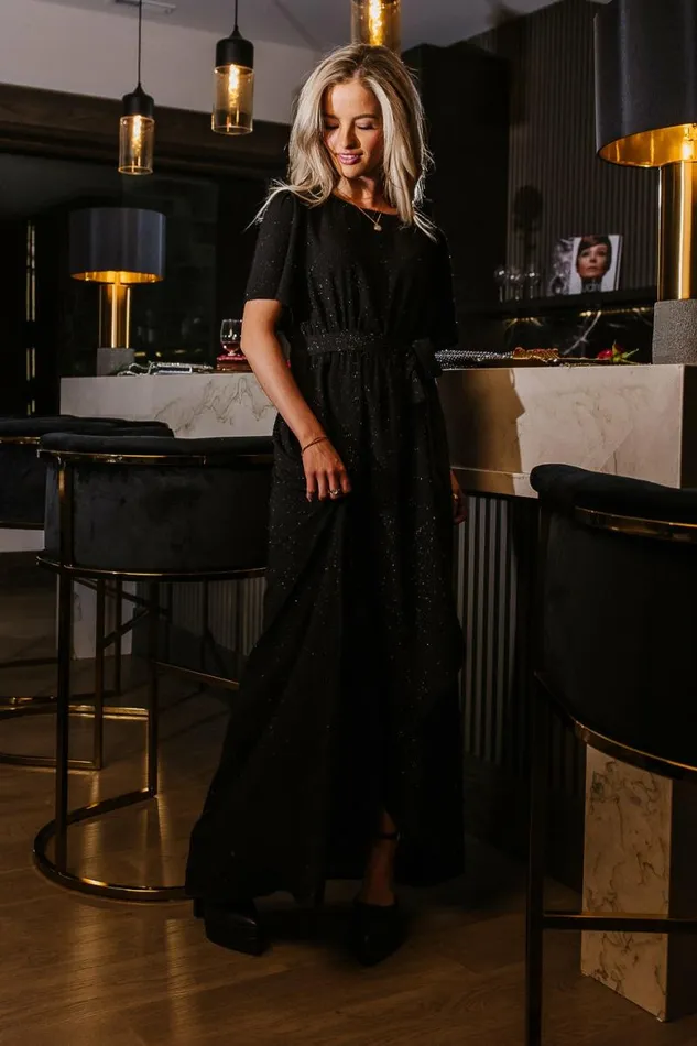 Lyanna Sparkle Maxi Dress In Black Black Women Bohme Dresses