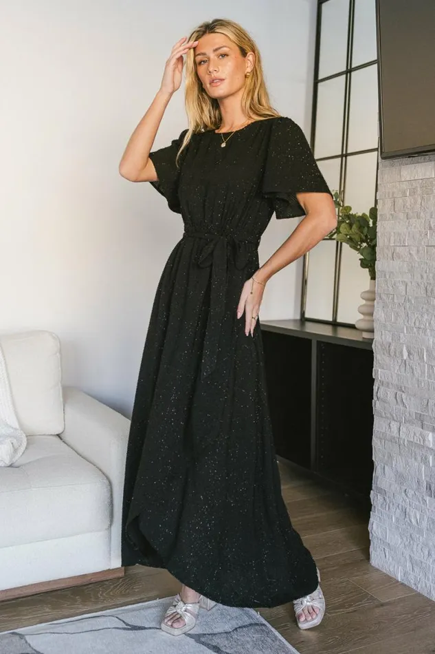 Lyanna Sparkle Maxi Dress In Black Black Women Bohme Dresses