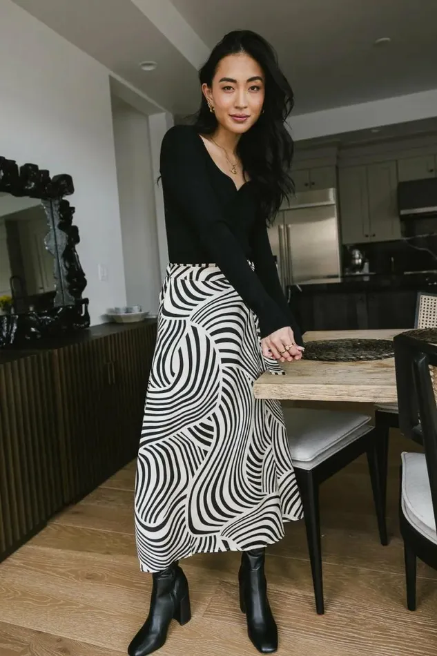 Lydia Abstract Skirt Ivory Women Bohme Skirts