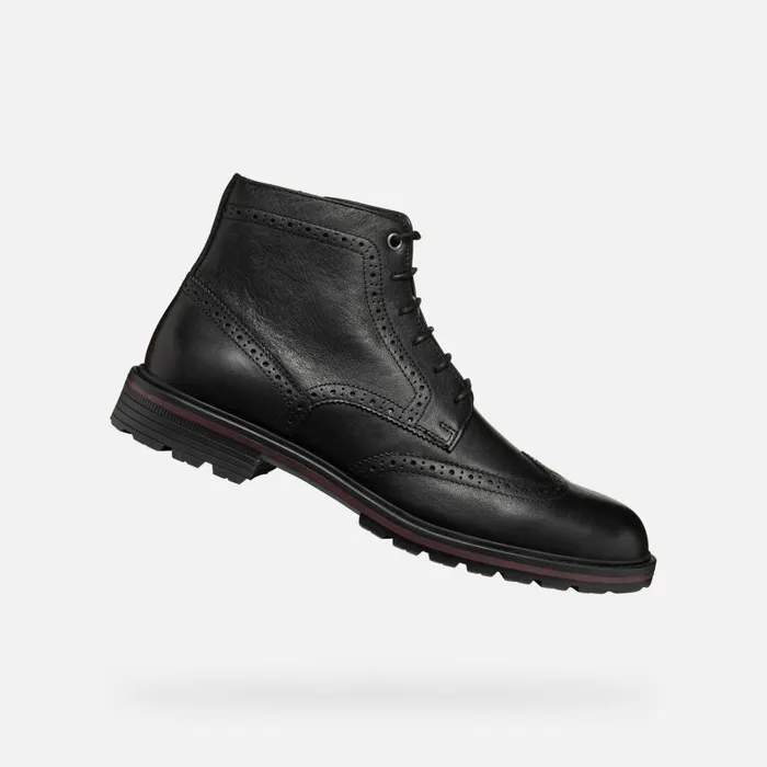 Man Geox Ankle Boots WALK PLEASURE C MAN Black Ankle Boots With Laces Black