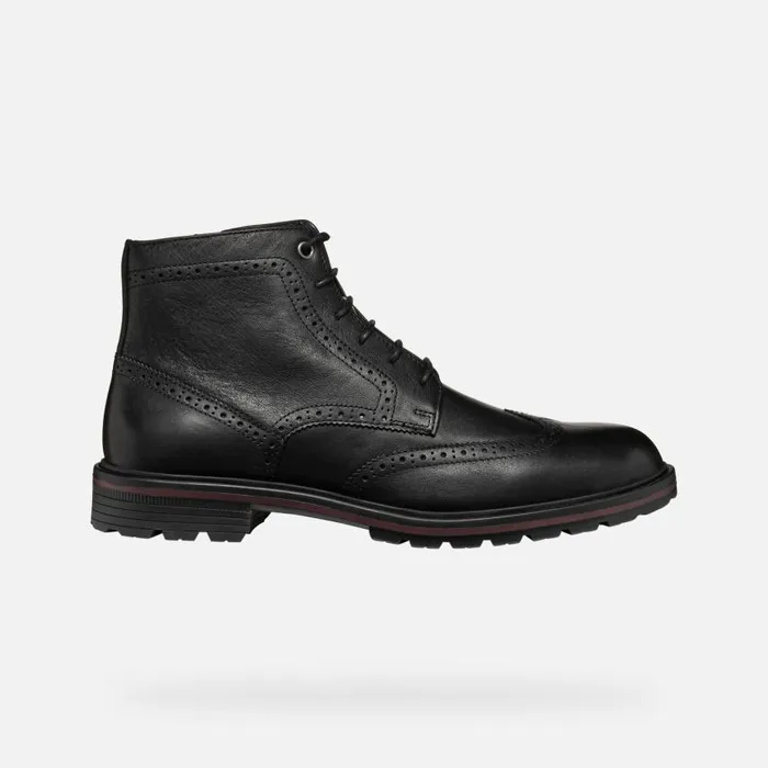 Man Geox Ankle Boots WALK PLEASURE C MAN Black Ankle Boots With Laces Black